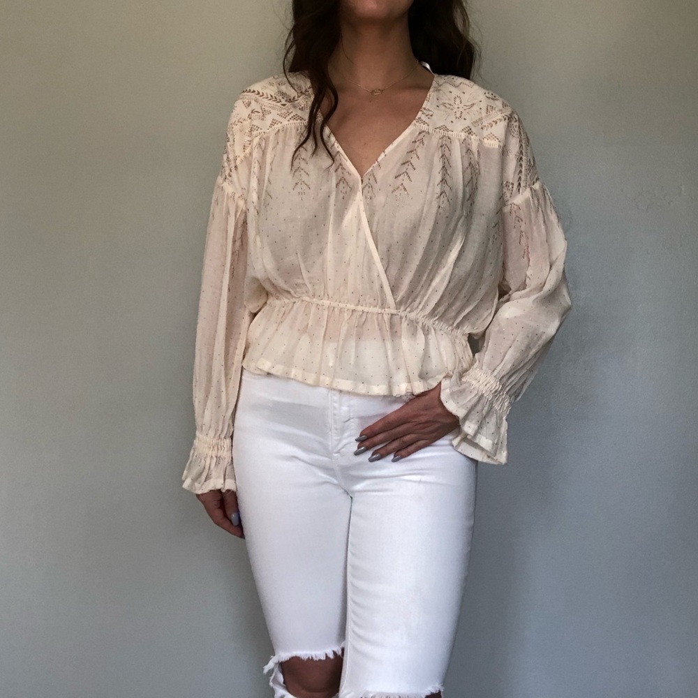 Sheer Free People Sinched Top - Picture 2 of 8